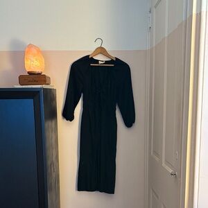 Linen Blend Black Dress